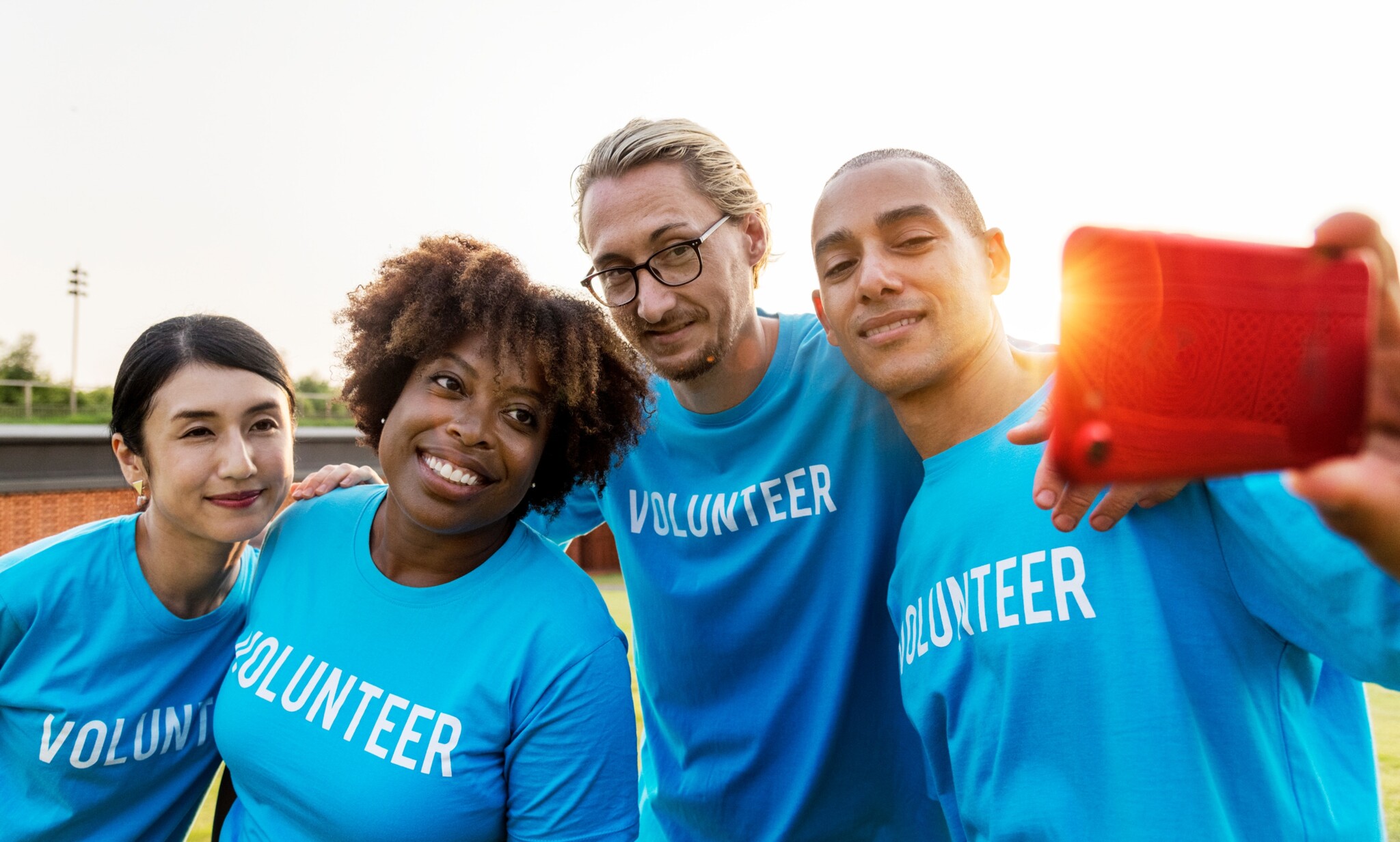 Volunteers wearing custom fundraiser shirts